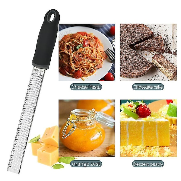 Microplane Zester Grater i svart farge for sitrus, parmesan, ingefær, sjokolade og muskatnøtt med fint blad