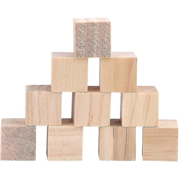 Træterning Ufærdige træblokke Naturlige træblokke til puslespil, håndværk og gør-det-selv, 10 mm / 50 stykker, 20 mm / 20 stykker, 25 mm / 10 stykker (10 mm)