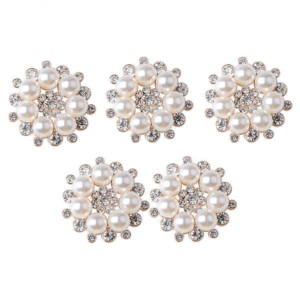 2x5 stycken Rhinestone Faux Pearl Flower Embellishments Button Crystal Flatback