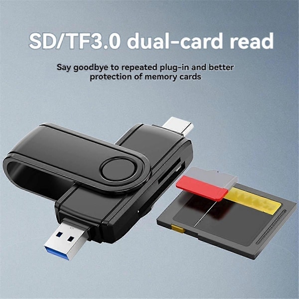 Typ C SD TF-kortläsare Höghastighets USB 3.0 SD TF Smart Minneskortläsare Adapter för PC Mobil Ph