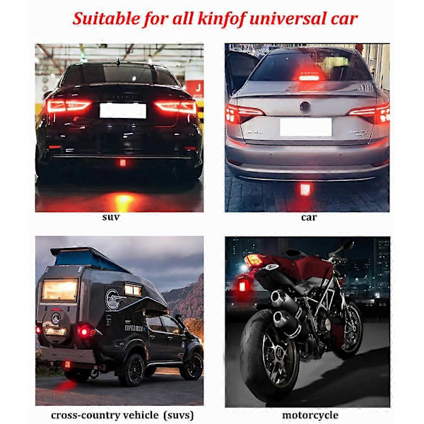 Nya Strobe F1-stil LED-broms- och positionsljus för bil motorcykel bakljus automatisk varning backljus säkerhetslampor DRL 12V