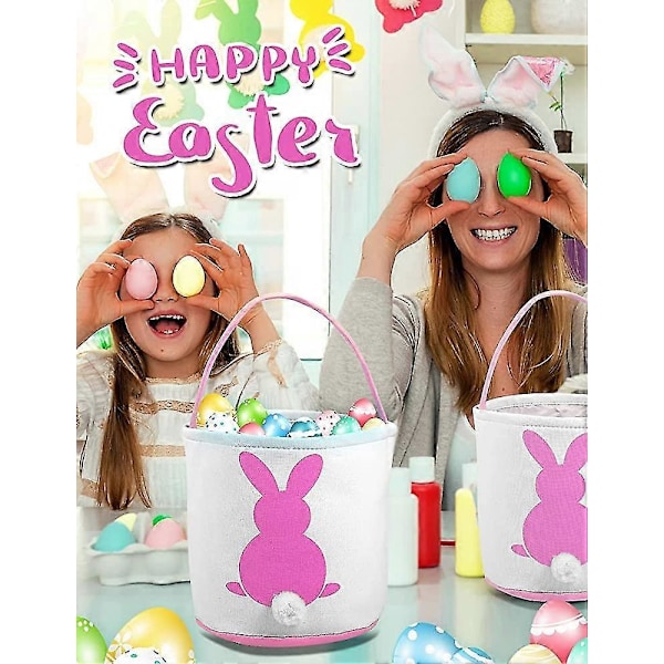 Påskeharekurv Eggposer For Barn. Lerretet Tote Påske Eggjakt Kurvposer