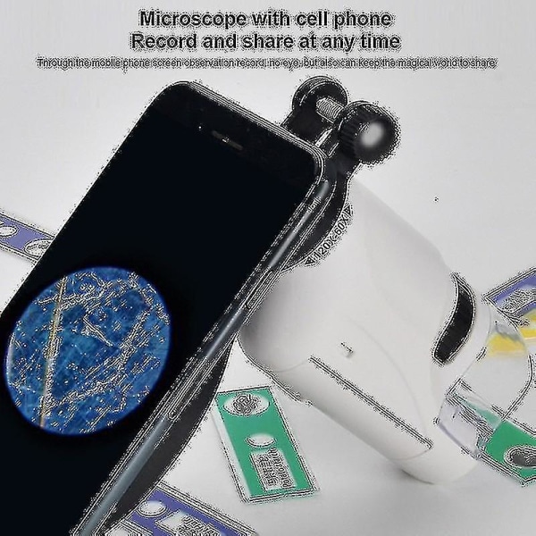 Mini Pocket Microscope Kit 60-120x Lab Handheld Microscope Batteridrivet mikroskop med LED-ljus Kids Science Microscop