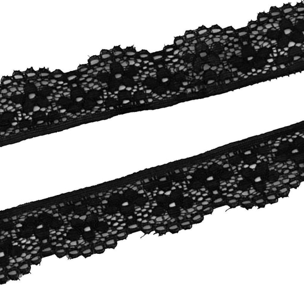 5x5 meter elastisk broderi Blondestrimbånd for syhåndverk 23 mm svart