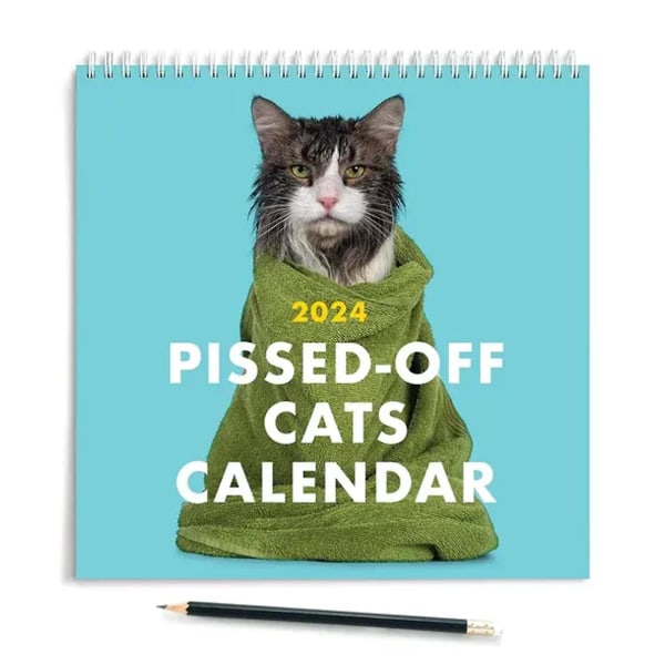 Vuoden 2024 kiukkuisten kissojen kalenteri – hauska, näppärä joululahja kissan ystäville