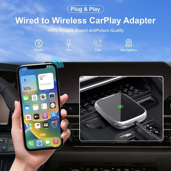 CXZ506 Trådløs CarPlay-adapter 2-i-1 Trådløs Android Auto-boks Kablet til trådløs bilskærmforbindelsesdongle til bilens originale multimediesystem