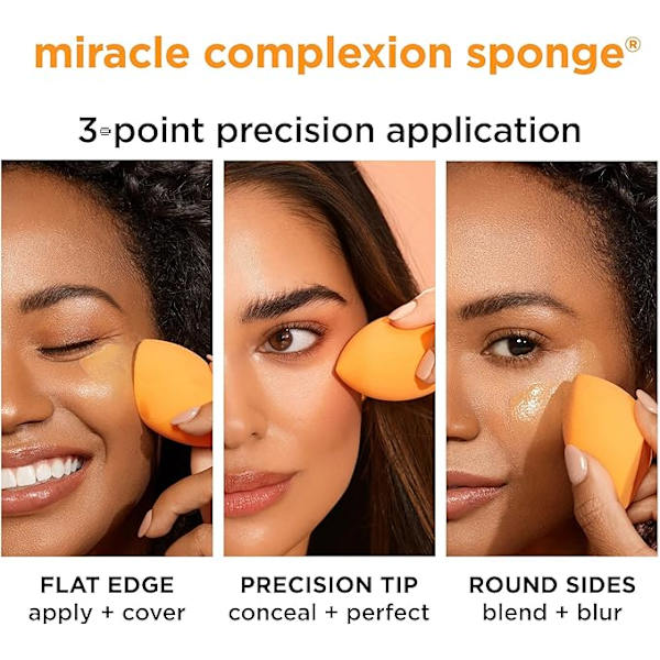 Real Techniques Miracle Complexion Sminksvamp Full Täckning Foundation, 2-pack (Förpackningen kan variera)