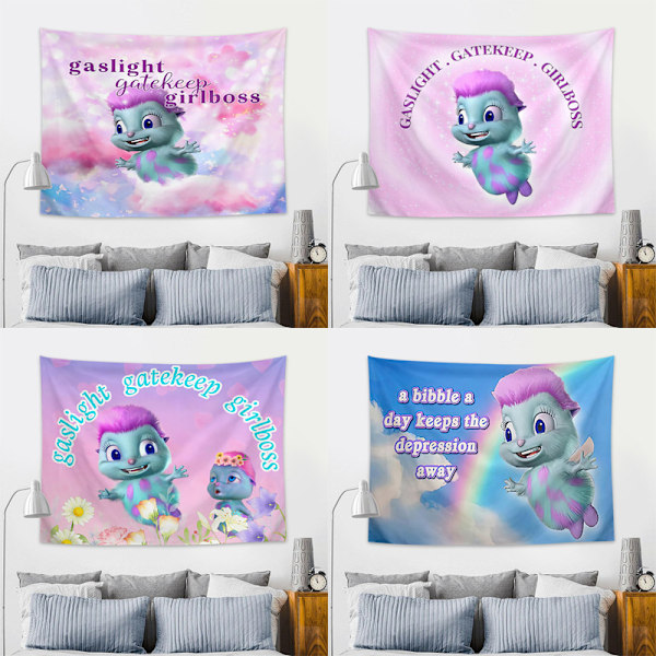 Heytea Gaslight Gatekeep Girlboss Hauska Tapetti Meme-Tapetti Seinävaate Posterilippu Sopii Yliopiston Majoitustilojen Koristeluun 3.2x4.9ft