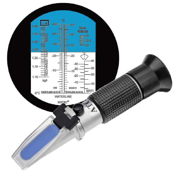 4-i-1 frostskyddsrefraktometer etylenglykol, propylenglykol, för kylvatten fryspunkt, skivvatten, Adblue, batteri 2024-ny
