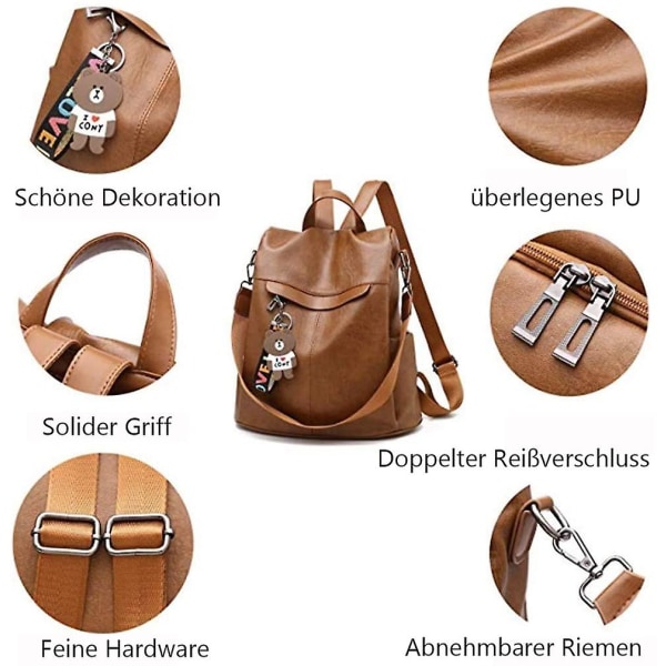 Shepretty Damen Rucksack Anti Diebstahl Umhängetasche Multifunktions Schultaschen,0298pu,gelb