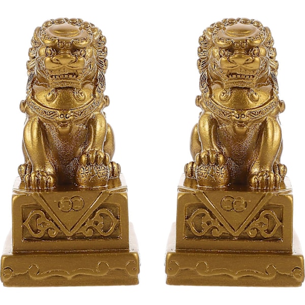 2 stk. Løvefigurer Resin Dyr Ornamenter Bordplade Vilde Dyr Dekoration Løvestatuer