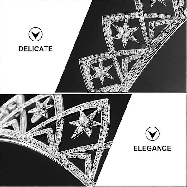 Bryllupskrone til brud Hule Stjerner Hårbøyle Rhinestone Bankett Hodeplagg