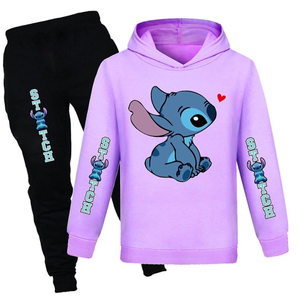 Lilo & Stitch Barn Pojkar Flickor Pullover Huvtröjor och träningsbyxor 2-delad Outfit Set Jogging Träningsoverall Sweatshirt Set Presenter