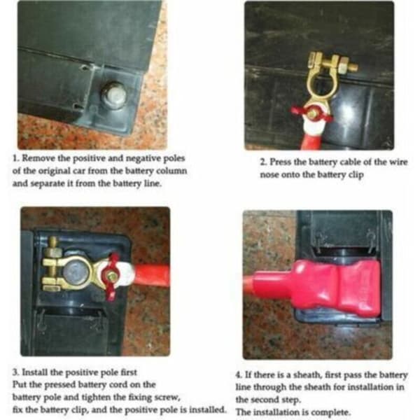 (1 par) 12V/24V batteripol, batterikontakter med vingmutter, förtjockad batterikontakt