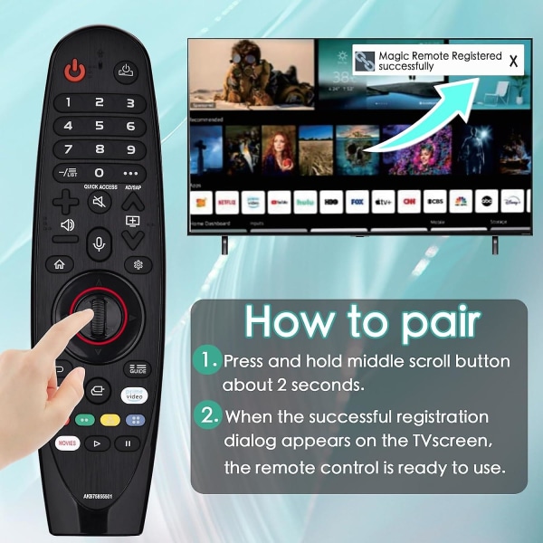 Erstatningsfjernbetjening til Lg Fjernbetjening til Smart Tv, lg Magic Remote An-mr20ga med stemmefunktion og markørfunktion, kompatibel med alle 2020-2018