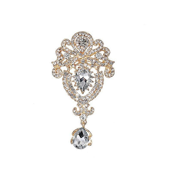 Silver/Guldpläterad Kristall Rhinestone Brosch Nål Set för DIY Bröllopsbukett Kit