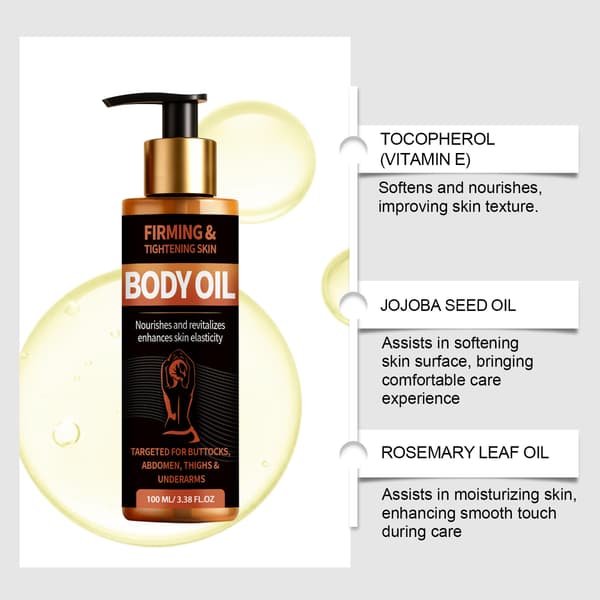 Opstrammende kropsolie med E-vitamin og jojoba, til balder og lår