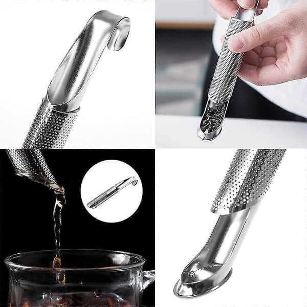 3 stk. Rustfrit Stål Te-si, Cylindrisk Te-infuser, Te-pind Si