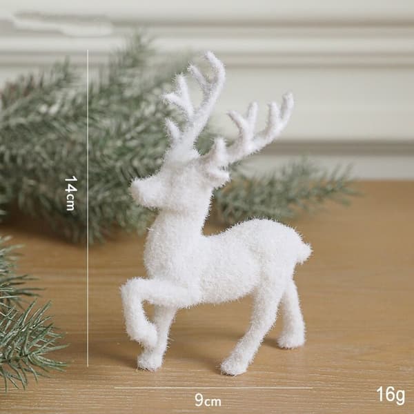 Rensdyrfigur - fritstående - hvid - 14 cm