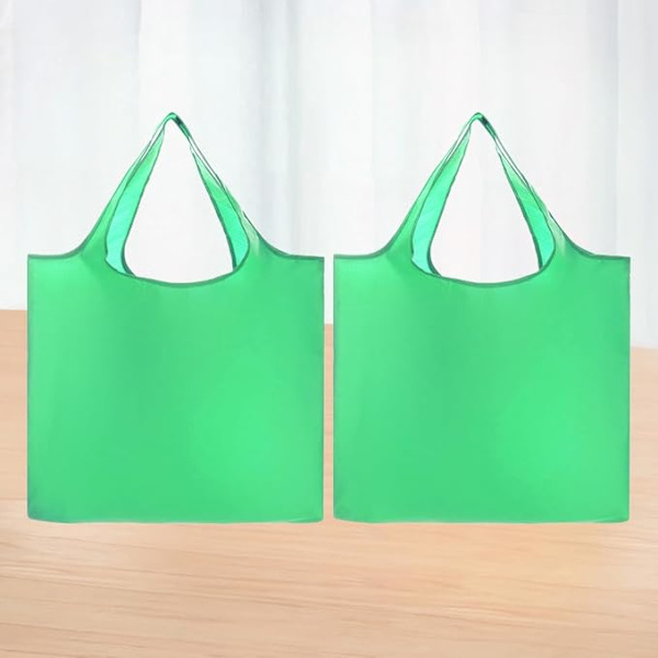 2-pack återanvändbara matkassar - vikbara, maskintvättbara tygväskor med blixtlåsficka