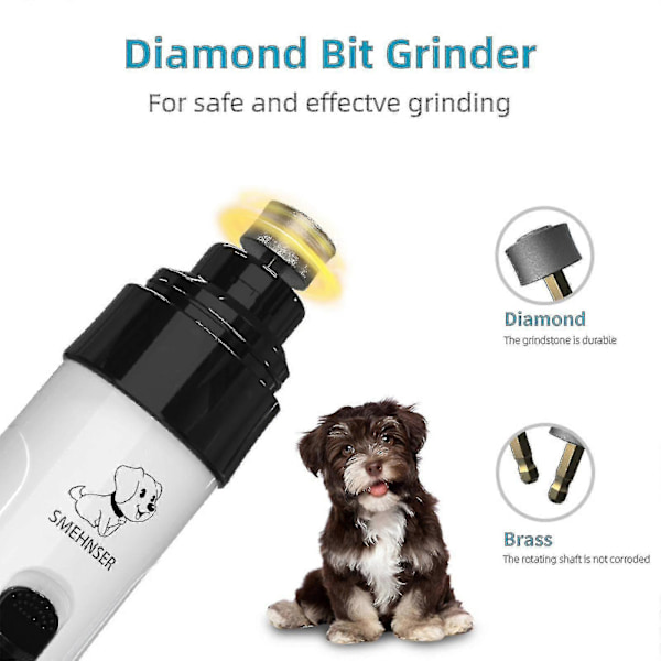Hund Nagel Slipmaskin, Uppgraderad Supertyst Smärtfri Husdjurs Nagel Vård Verktyg, 2 Hastigheter Uppladdningsbar Nageltrimmer För Stora Mellanstora Små Hundar Katter