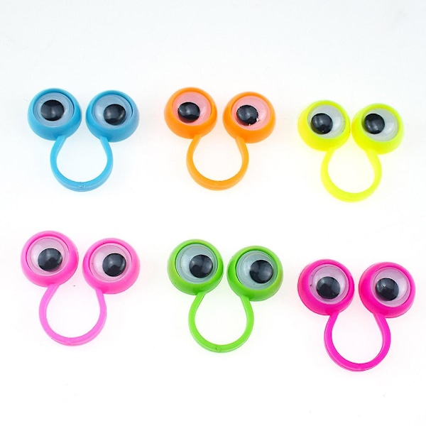 50 st/set Ögon Fingerdockor Googly Eyes Ringar Cartoon Fingerringar Ögonboll Ring Kit Party Favörer Present För Barn Pojke Flicka