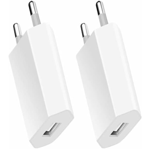 2-pak opladere til iPhone. Universal USB hurtigopladerstik/AC-adapter til USB-vægoplader kompatibel med iPhone (sort)