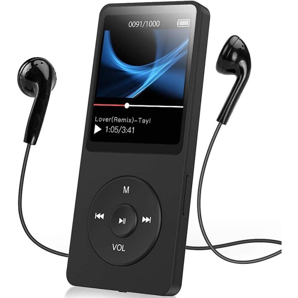 Agptek Mp3-soitin Bluetooth 5.0 Sport 32gb 1,5 tuuman TFT-värillisnäytöllä, Mini-musiikkisoitin klipsillä, tukee jopa 128gb SD-korttia, riippumattomalla