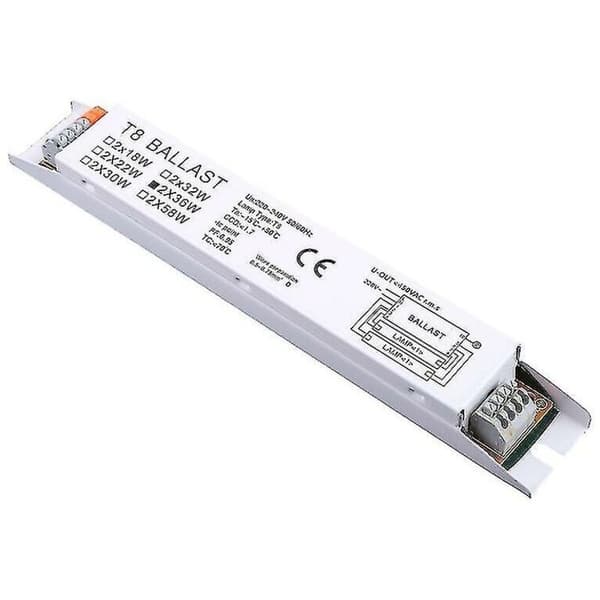 T8 elektronisk forkobling 2x36W – Spænding 220-240V – Længde 21cm – Bredde 3cm – Stille og stroboskopfri drift
