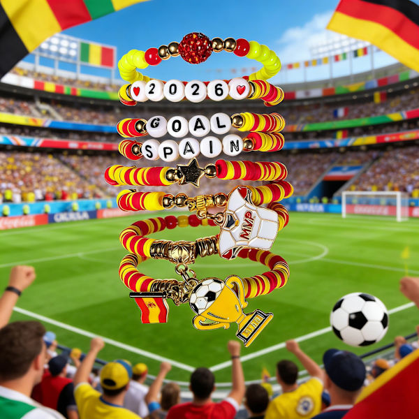 Spanien 2026 VM Stapelbart Pärlarmbandsset