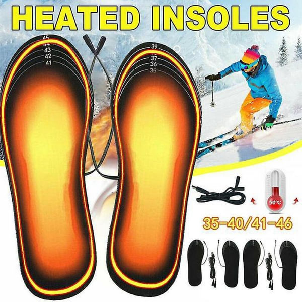 Usb-opvarmede sko-indlægssåler Elektrisk fodvarmepude Føddervarmer sokkepudemåtte Vinter Udendørs Sport Opvarmning Indersål Vintervarm Orange