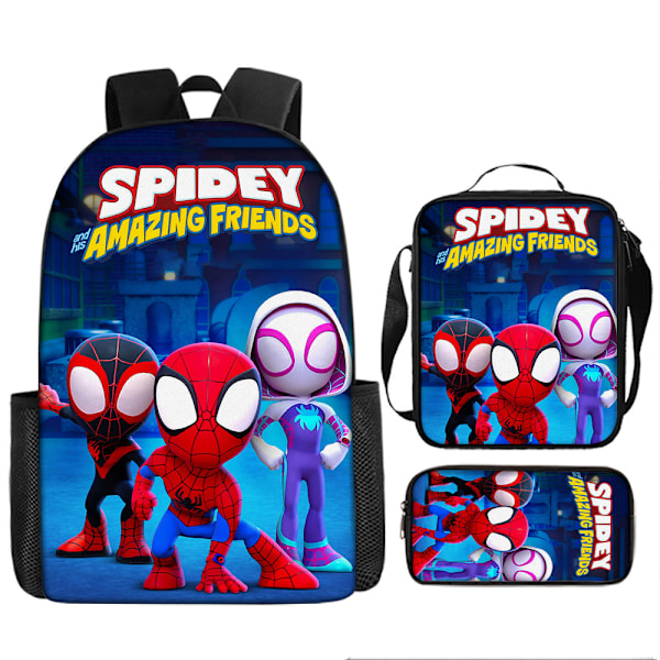 New cartoon Spiderman schoolbag three-piece set for primary and secondary school students