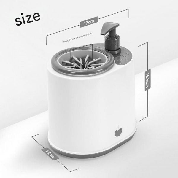 2-i-1 Elektrisk Kæledyrspottevasker med Sæbedispenser (Grå Version)