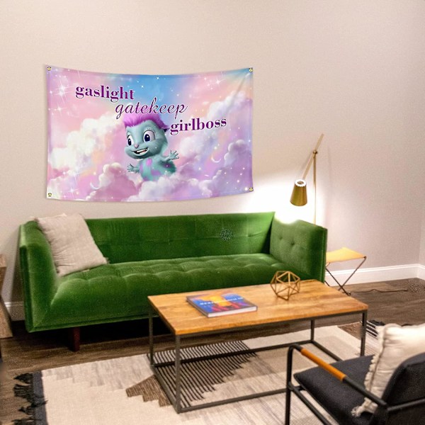 Heytea Gaslight Gatekeep Girlboss Hauska Tapetti Meme-Tapetti Seinävaate Posterilippu Sopii Yliopiston Majoitustilojen Koristeluun 3.2x4.9ft