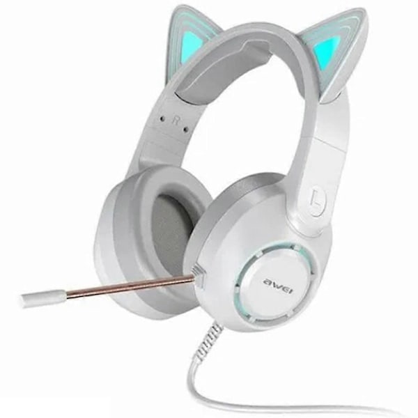 AWEI GM-9 Katteøre USB Trådløse Gaming Hovedtelefoner med Køligt Lys Over-Øre Headset med Mikrofon