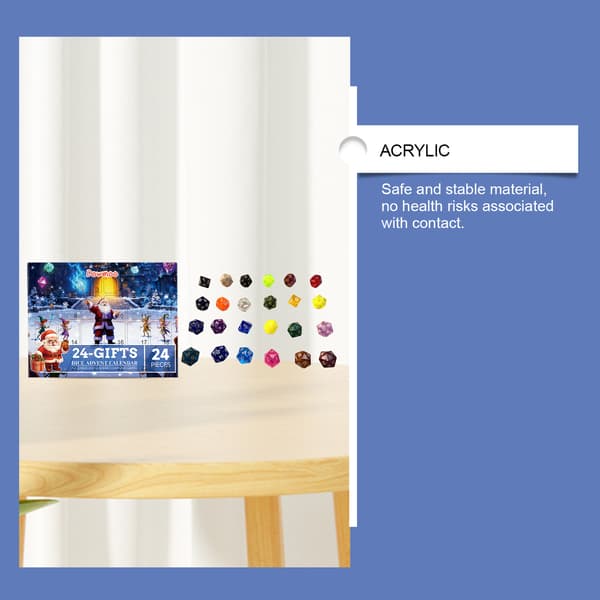2024 Juleterning-adventskalender, 24 STK Polyhedral terningesett for bordspill