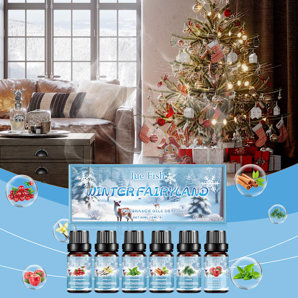 Vinterduftoljesett, 6x10ML Ferie Aromaterapi Dufter