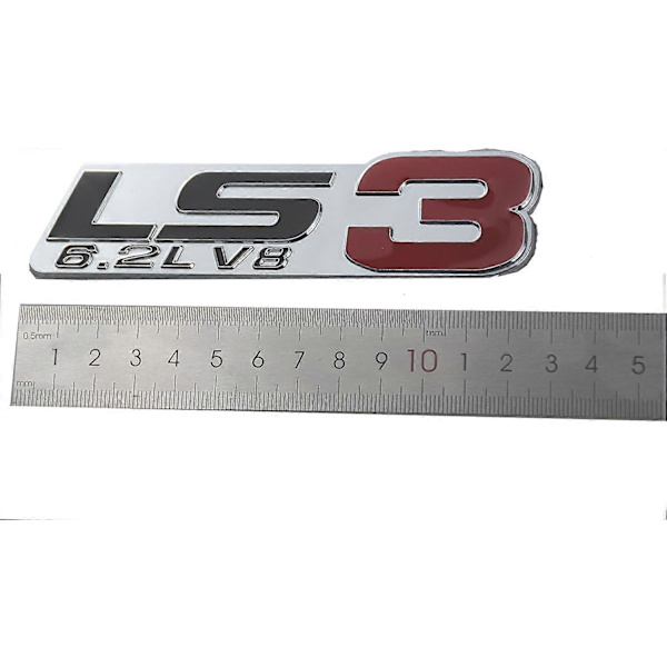 LS3 6.2L V8 Motor Emblem Badge, för Gm Chevy Chevrolet Silverado Par Krom. (Röd)