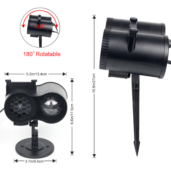 Juleprojeksjonslampe 12 Kaflin Lampe Dobbelt-rør Vannrippel Lampe Snøstorm Snøfnugg Lampe Halloween Projektor