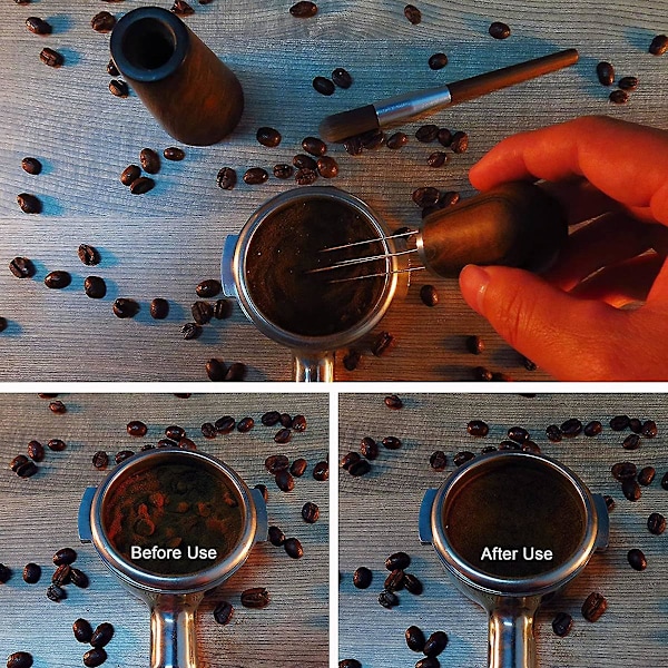 Espresso Kaffeomrører, Barista Distributionsværktøj, 4 Nåle Espresso Kaffeomrørersæt Med Stativ