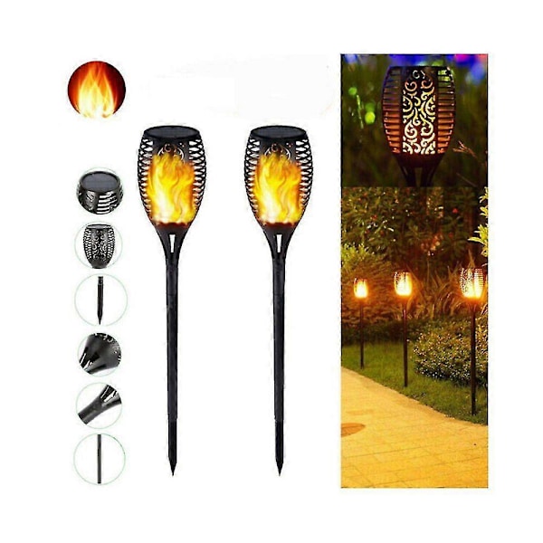Solcelle Flammelys Havefakler Solcellelys Fakler Solcelle Flammer Led Solcelle Fakkel Solcellelys Havebelysning Automatisk Til/Fra (1 stk)