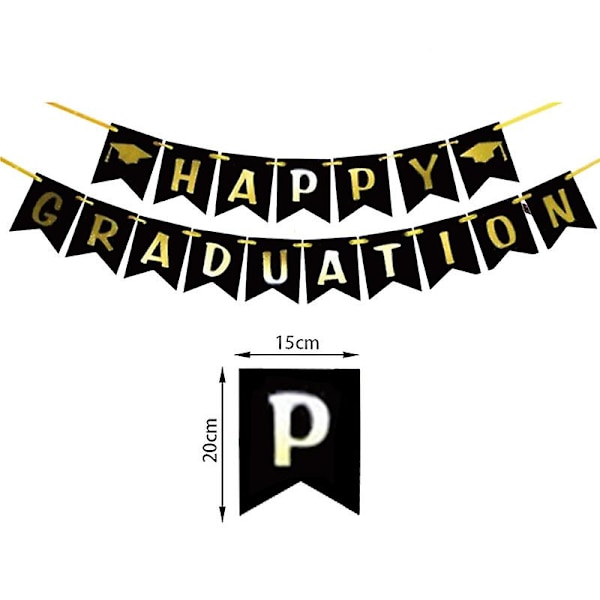 Svart og gull Klasse av 2024 Graduation Party Supplies Gratulerer Grad Banner, Kake Topper, Cupcake Toppers for Grad Party Decor