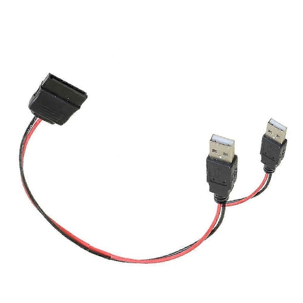 Dobbel USB til SATA 15-pin adapterkabel strømledning for 2,5 SATA harddisk