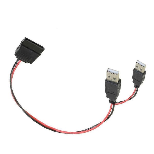 Dobbelt USB til SATA 15-polet adapterkabel strømledning til 2,5 SATA harddisk