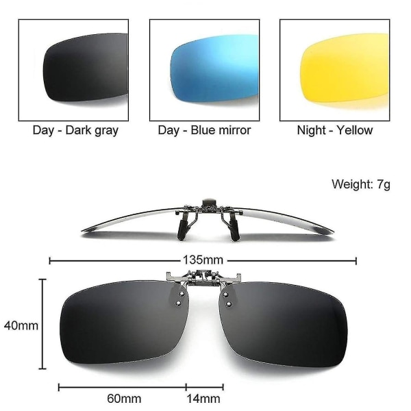 3-pakning, Clip On Flip Up polarisert linse for UV-beskyttelse solbriller