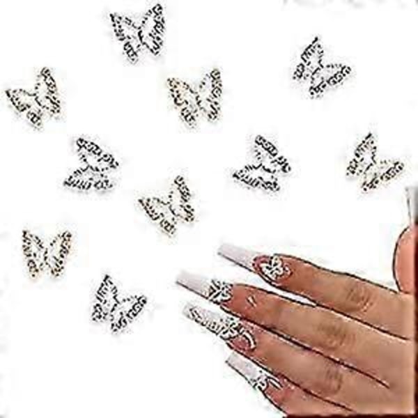 10 stk. Legering Sommerfugl Neglepynt (5 Gull, 5 Sølv) Metall Sommerfugl Neglekunst Henger Rhinestones for Negle Negle Steiner
