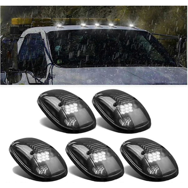 Solcellsdrivna Hyttlampor för Lastbil, 5st LED Hyttlampor, LED Hytttak Löpande Toppmarkörlampor, Trådlösa Hytttak Löpande Lampor