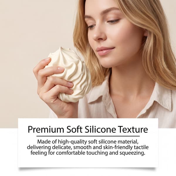 Vit simuleringskräm Squishy Leksak Mjuk Silikon Realistisk Kräm Textur Stresslindrande Klämleksak