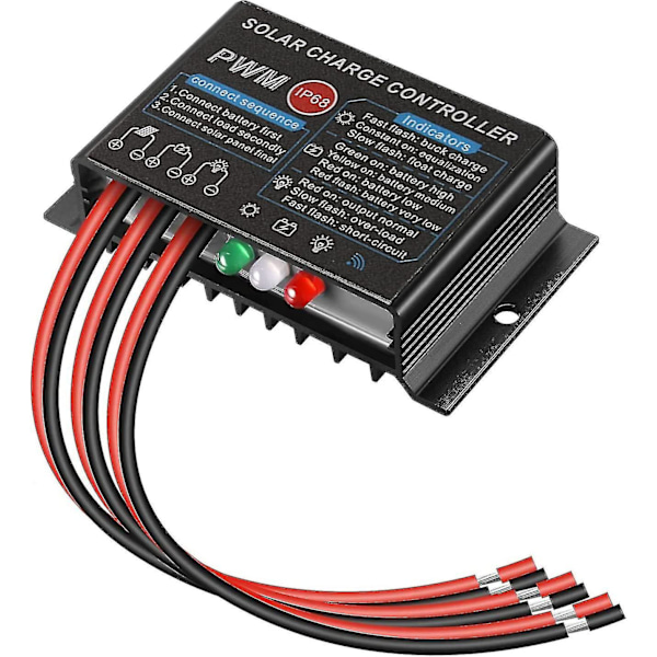 Aurinkopaneelin säädin, lataussäädin 12v/24v20a Pwm vedenpitävä Ip68