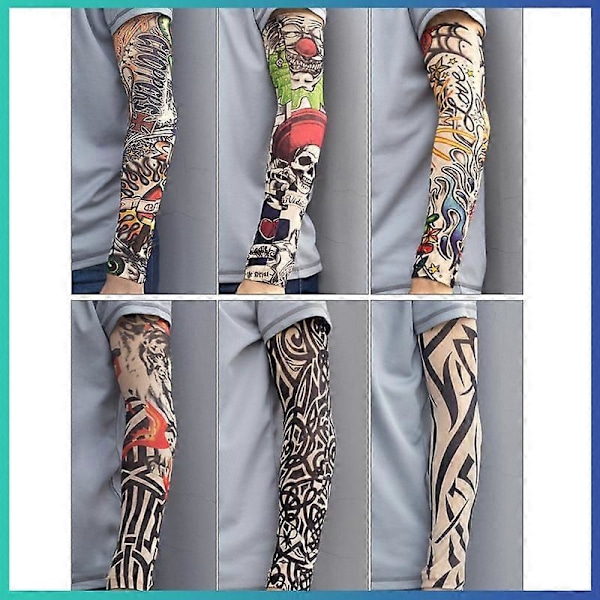 1 st Andningsbar Armärm 3D Tatuering UV-skydd Armskydd Cykling Solskydd Snabbtorkande Sommar